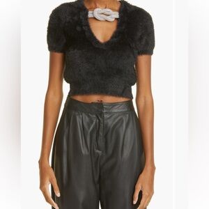 Alexander Wang Crystal Knot Crop Faux Fur Top Size XS $695